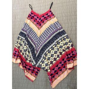 ing Brand Geometric Multicolor handkerchief hem dress size medium vibrant summer
